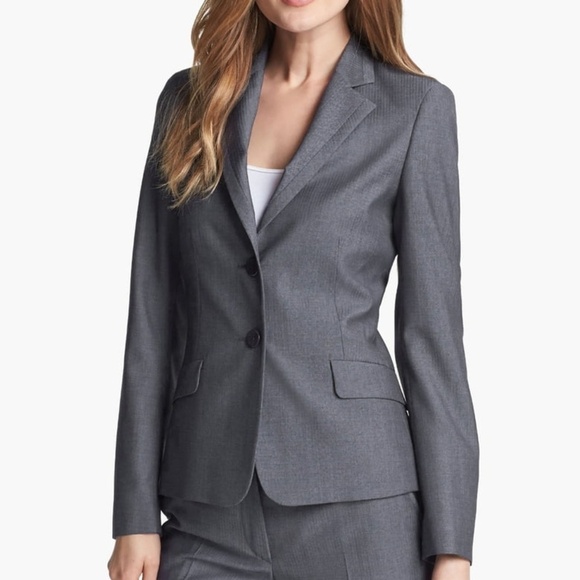 ZANELLA Charcoal Herringbone Two-Button Blazer 8